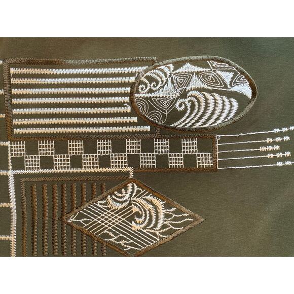 Pronti Collection By Phita Embroidered Button Up Blouse Dark Green Size M - Picture 4 of 10